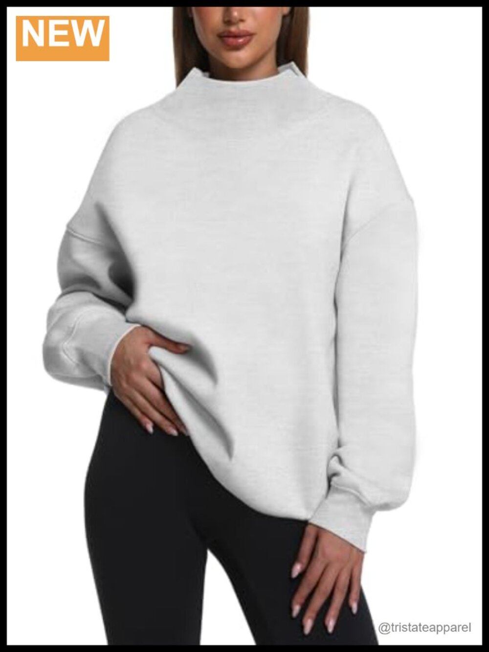Oversized Turtleneck Sweatshirt Cotton Polyester Fleece Lined Pullover
